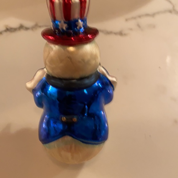 SNOWMAN PATRIOTIC HOLIDAY ORNAMENT “I ❤️ USA” - Picture 2 of 4